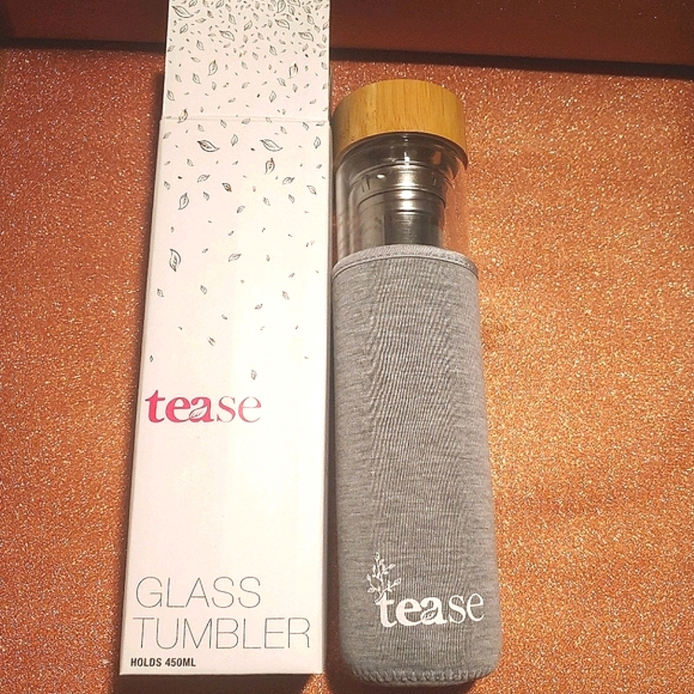 Tease Tea 3 in 1 Sustainable Glass and Bamboo Tea Tumbler Heather Gray